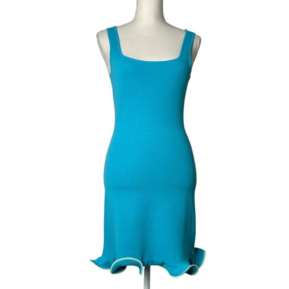 NIA x REVOLVE Dorian Dress in Turquoise New Womens Stretchy Ruffle Mini - Picture 4 of 8
